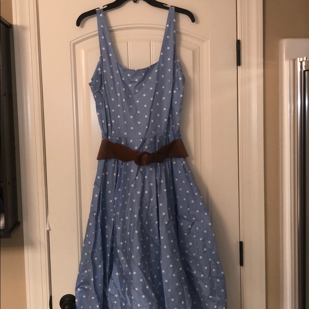 COPY - Blue & White Polka Dot Align Flare Dress